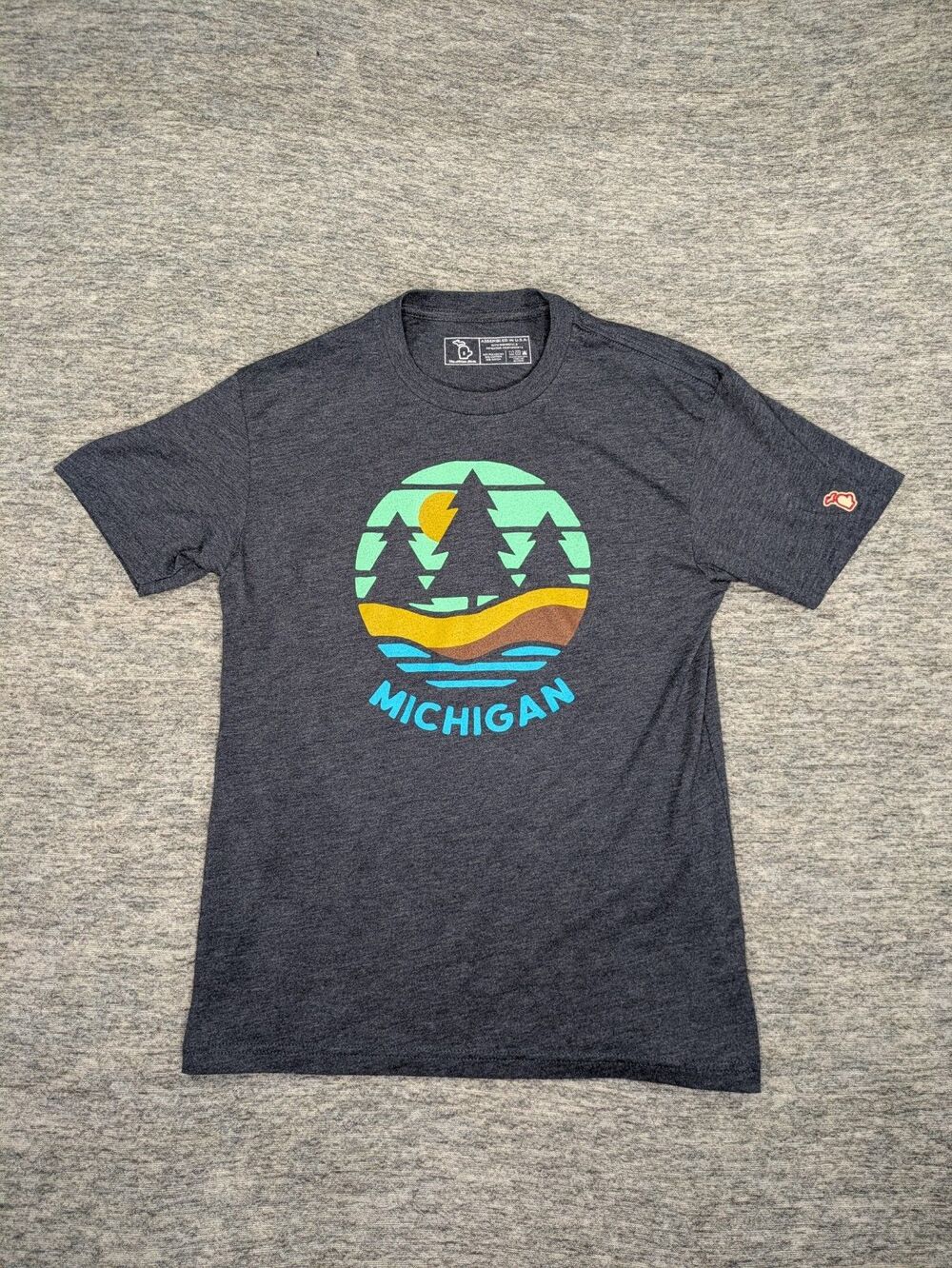 The Mitten State Retro Michigan T-Shirt Small Dark Blue Retro Style USA Made